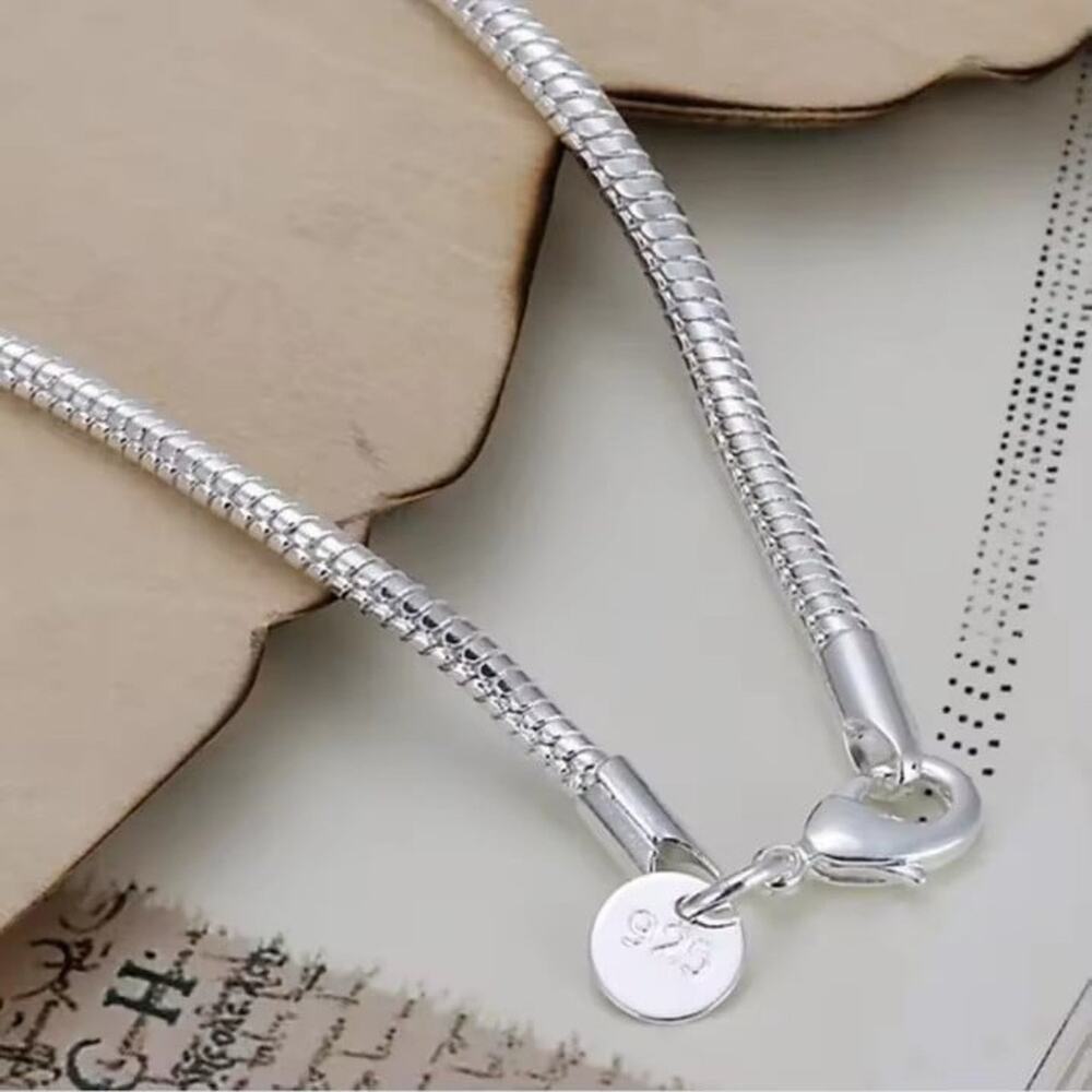 925 Silver Bracelet Fish Snake Scale Chain 3mm Men Women Style Fashion Gift NEW